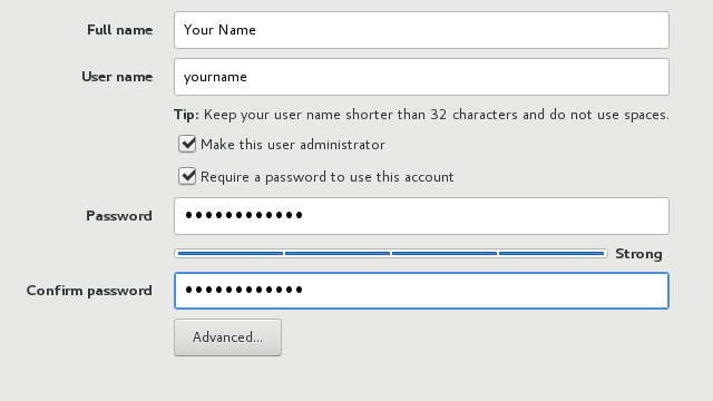 Configuring a user-account