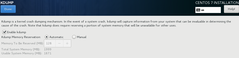 KDump Configuration