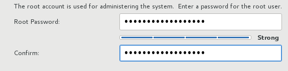 Entering the root password