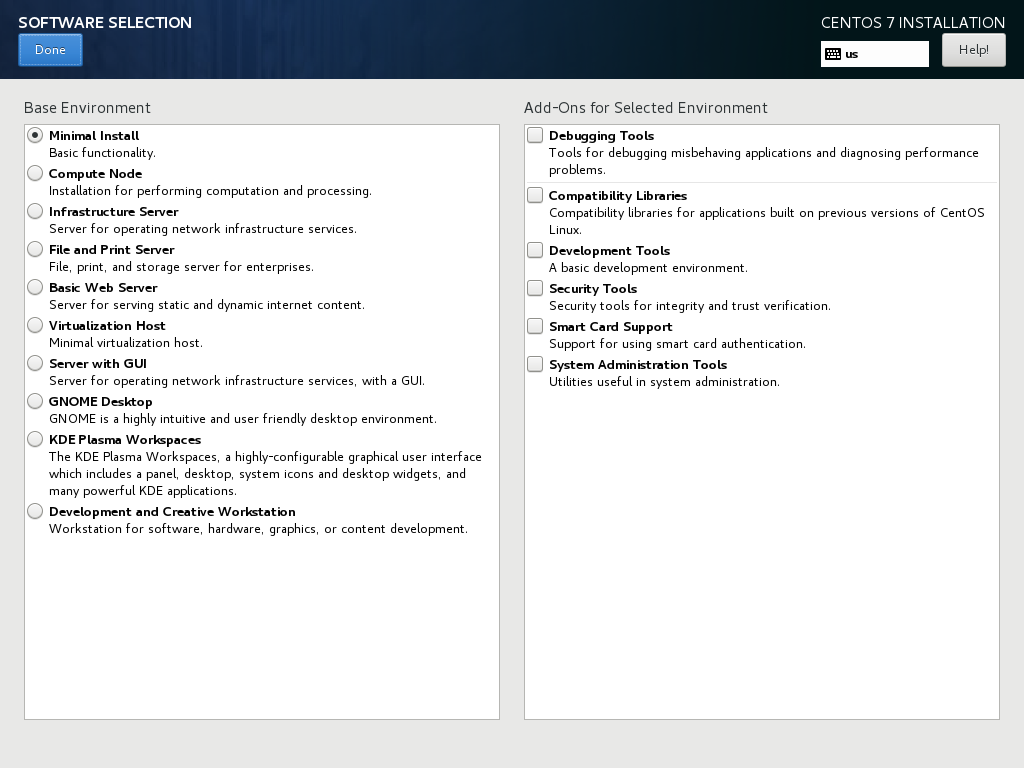 Software selection screen